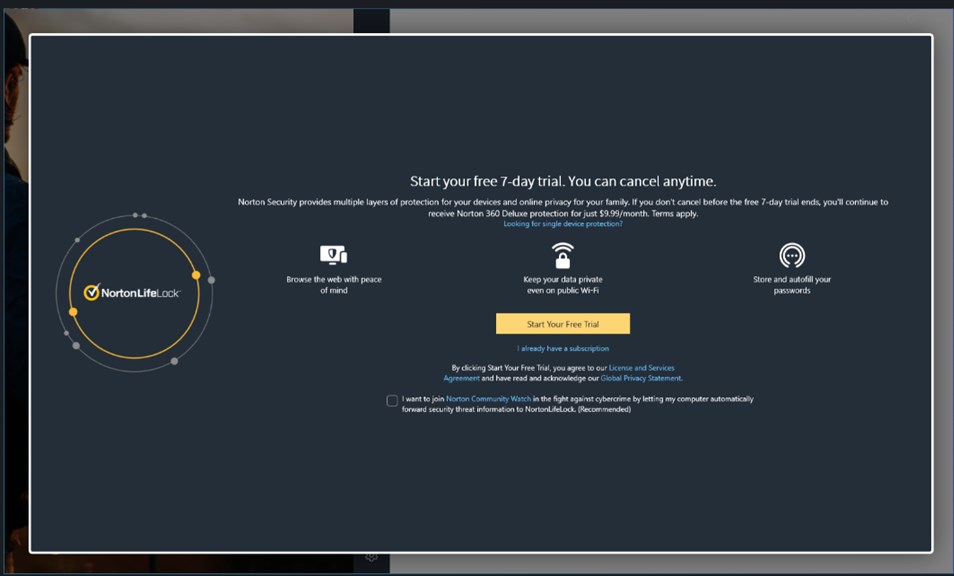 Norton Security Protection screenshot