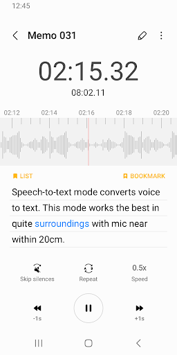 Samsung Voice Recorder screenshot